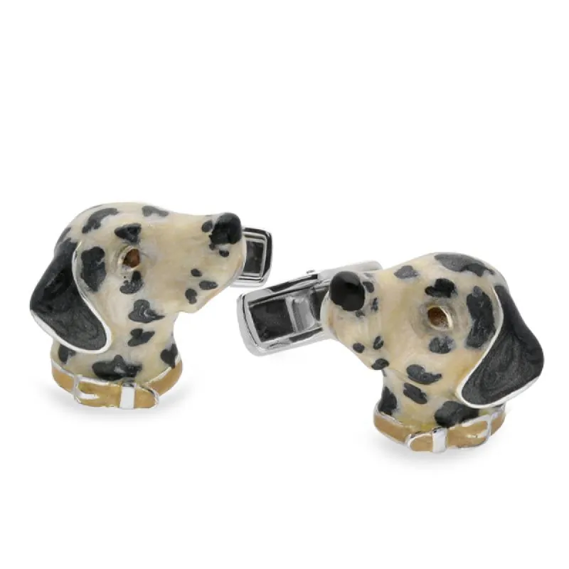 Saturno Sterling Silver Enamel Dalamation Cufflinks D sold by C.W. Sellors