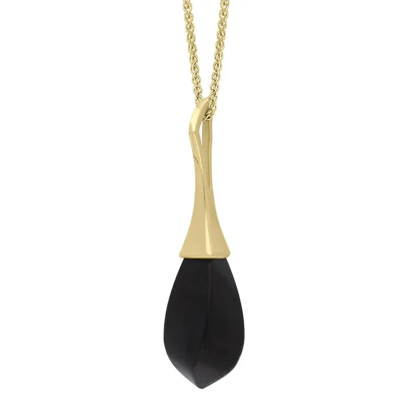 9ct Yellow Gold Whitby Jet Oblong Bomb Drop Necklace D sold by C.W. Sellors product image thumbnail 2