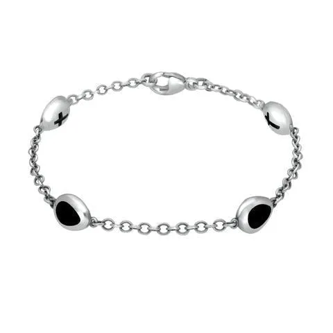 Sterling Silver Whitby Jet Oval Cross Detail Four Stone Bracelet sold by C.W. Sellors product image thumbnail 2
