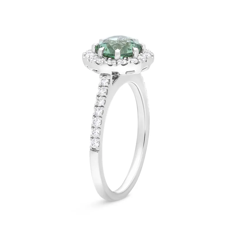 18ct White Gold Green Tourmaline Diamond Shoulder Set Octagon Cluster Ring sold by C.W. Sellors product image thumbnail 4