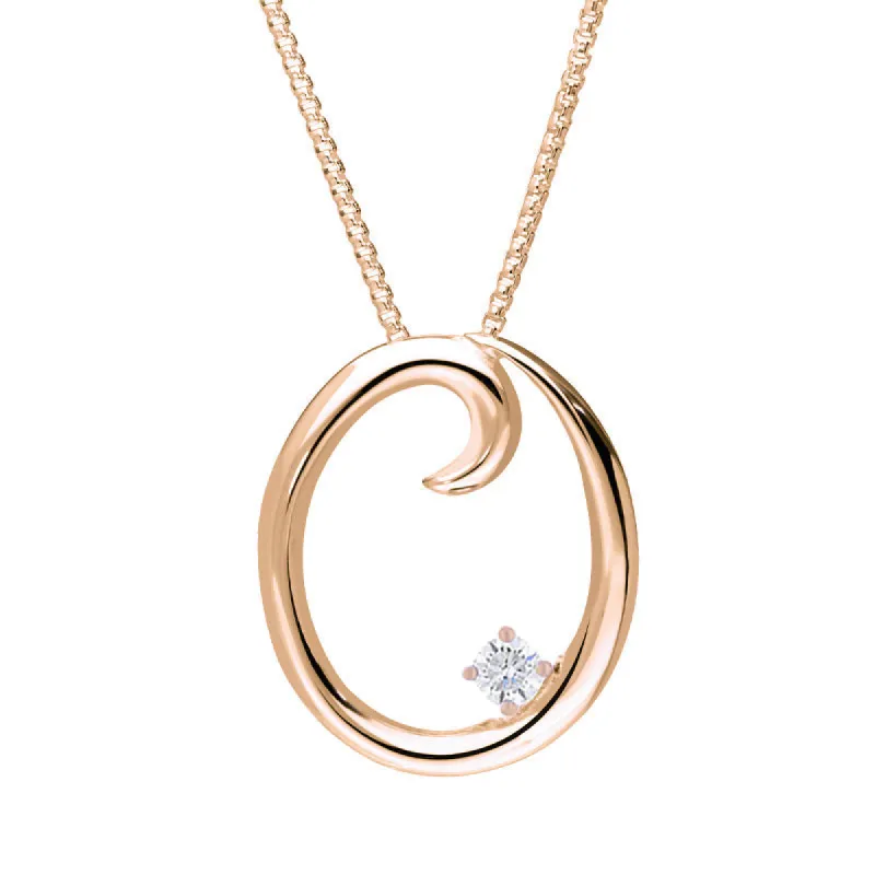 Love Letters 18ct Rose Gold 0.10ct Diamond Initial O Necklace sold by C.W. Sellors