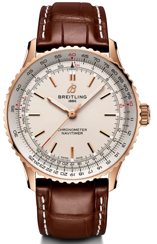 Breitling Navitimer Automatic 41 18k Red Gold Leather Watch sold by C.W. Sellors