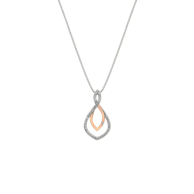 Hot Diamonds Harmony White Topaz Sterling Silver Rose Gold Necklace D sold by C.W. Sellors
