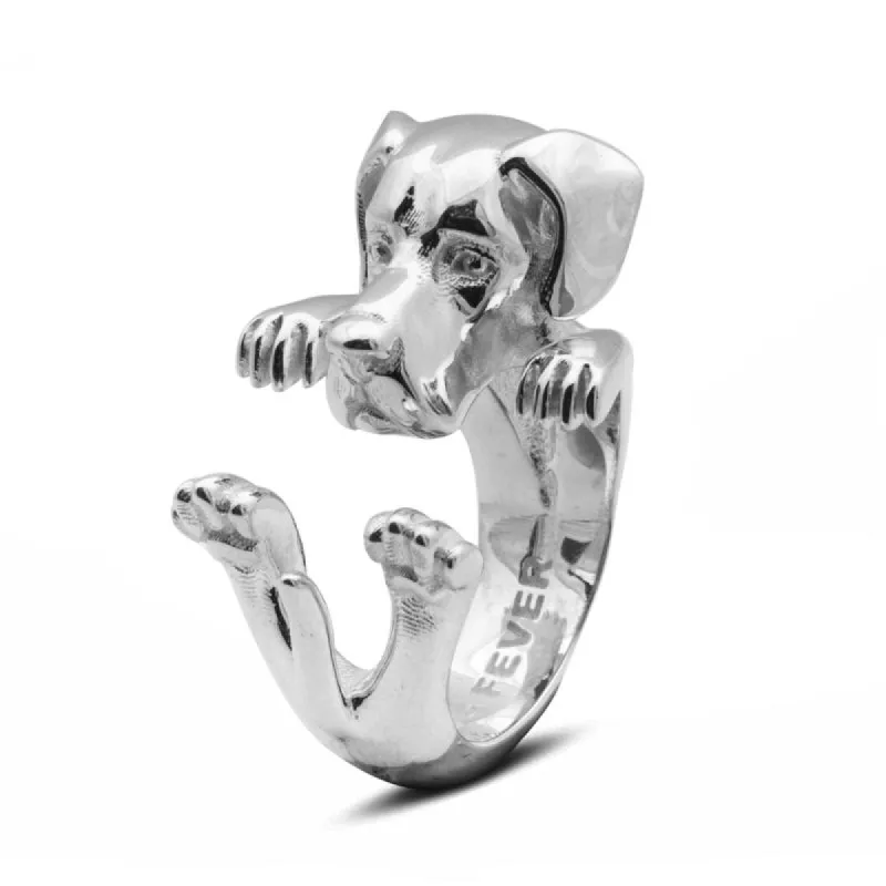 Dog Fever Sterling Silver Great Dane Hug ring D sold by C.W. Sellors