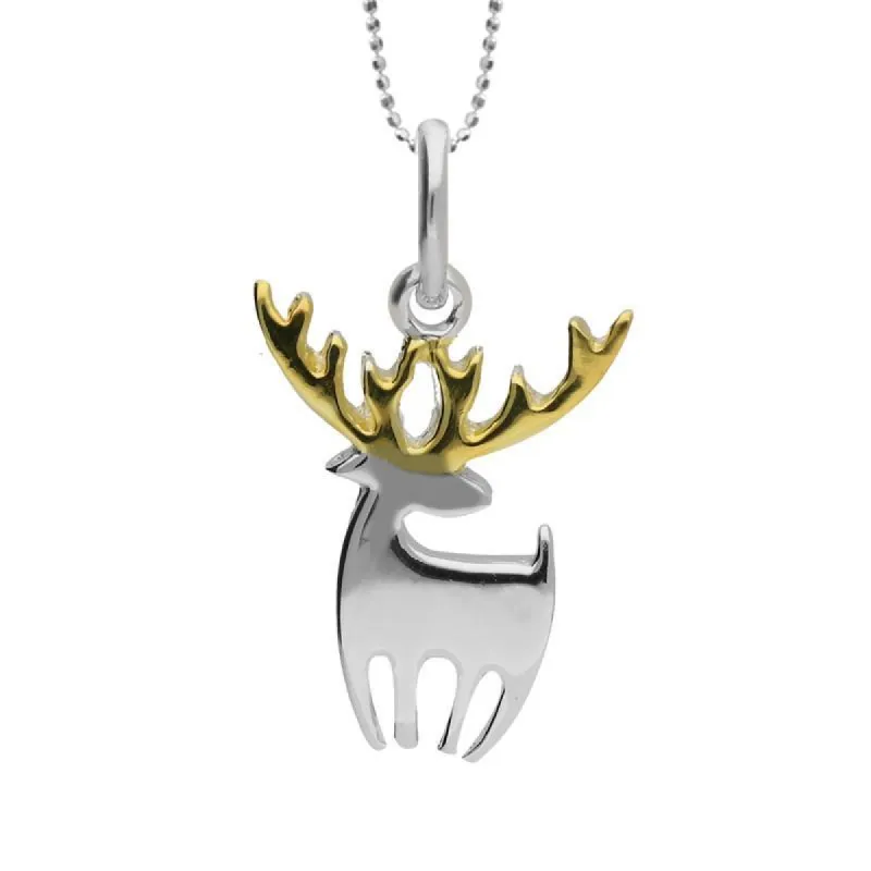 Yellow Gold Plated Sterling Silver Reindeer Silhouette Necklace sold by C.W. Sellors
