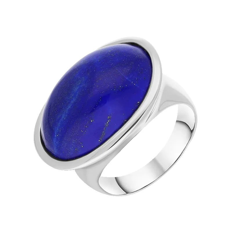 Sterling Silver Lapis Lazuli Wide Oval Chunky Ring D sold by C.W. Sellors