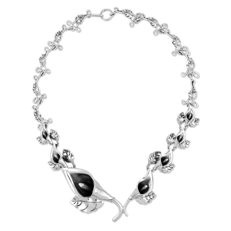 Sterling Silver Asymmetrical Calla Lily Necklace sold by C.W. Sellors