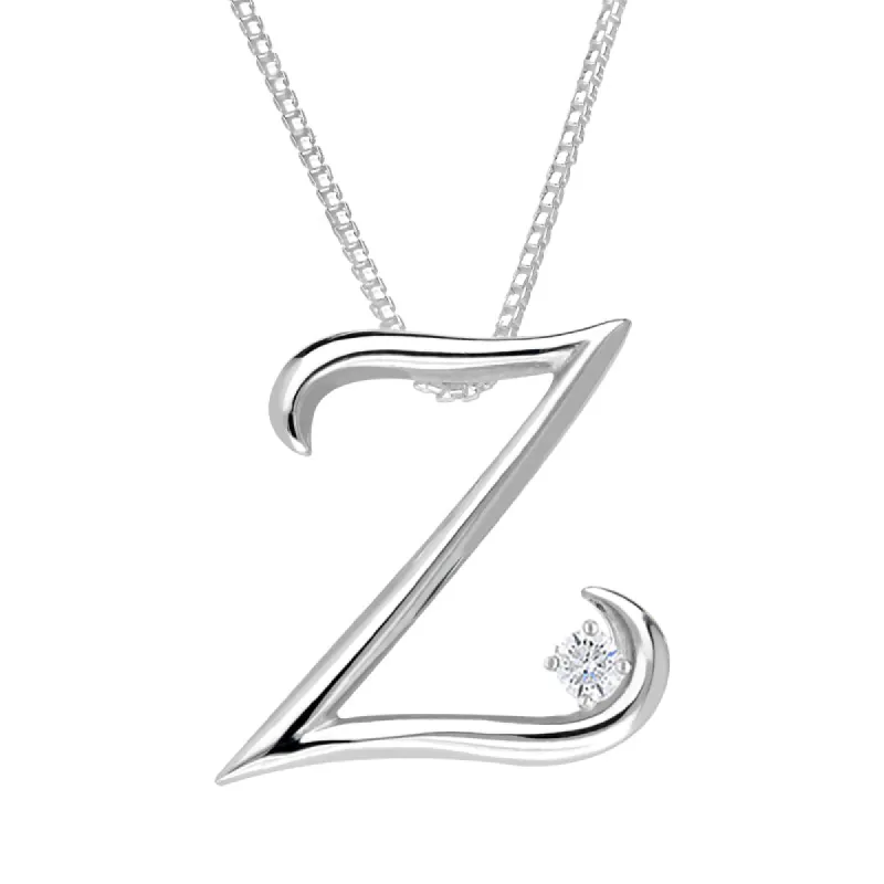 Love Letters 18ct White Gold 0.10ct Diamond Initial Z Necklace sold by C.W. Sellors