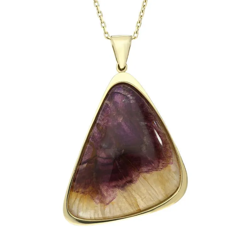 18ct Yellow Gold Blue John Abstract Curved Triangle Necklace D sold by C.W. Sellors