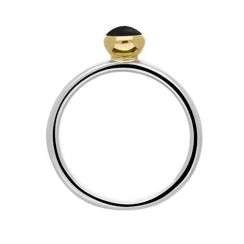 9ct Yellow Gold Sterling Silver Whitby Jet Stepping Stones 5mm Round Bezel Set Ring sold by C.W. Sellors product image thumbnail 2