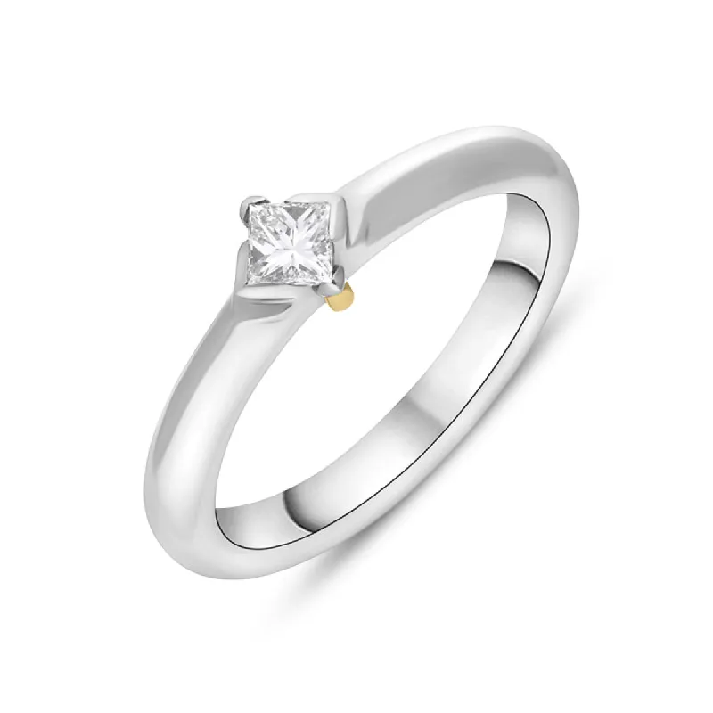 18ct White Gold 0.25ct Diamond Princess Cut Solitaire Ring D sold by C.W. Sellors