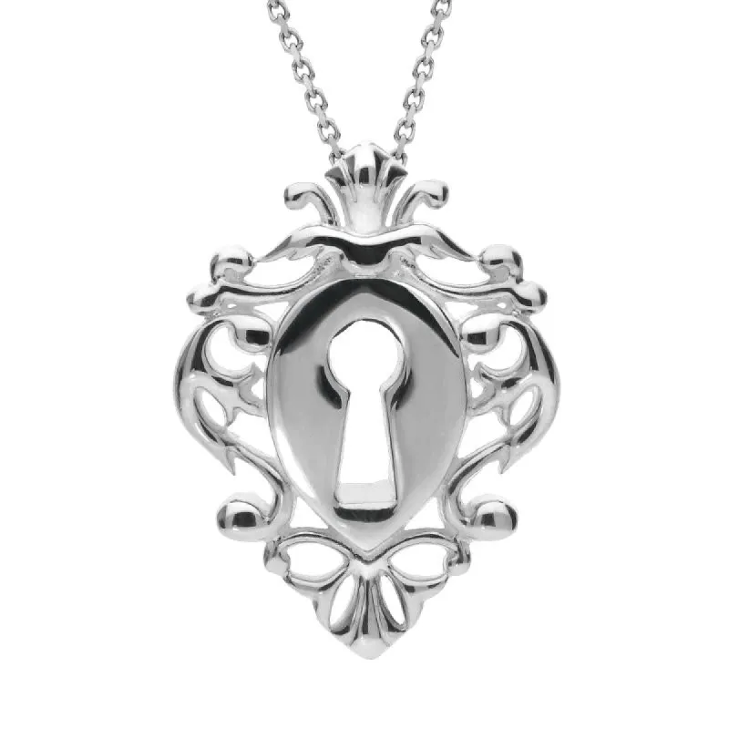 Sterling Silver Filigree Chatsworth Keyhole Large Necklace sold by C.W. Sellors