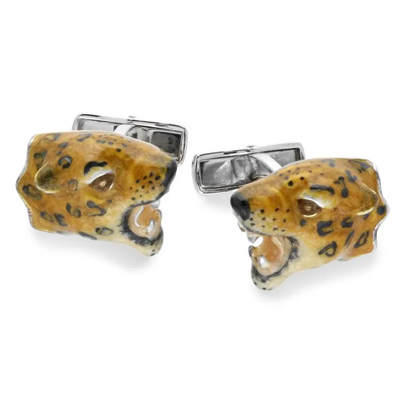 Saturno Sterling Leopard Enamel Spaniel Cufflinks D sold by C.W. Sellors