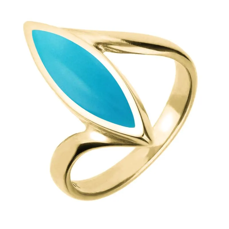 9ct Yellow Gold Turquoise Toscana Twist Marquise Ring sold by C.W. Sellors