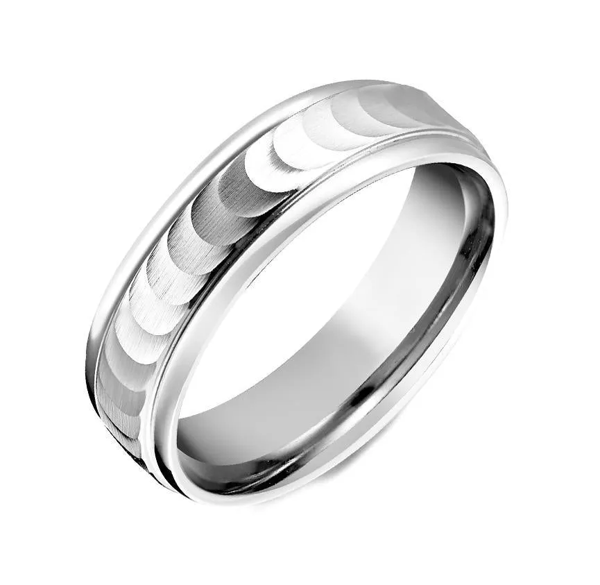 Palladium Satin Textured Wedding Band sold by C.W. Sellors