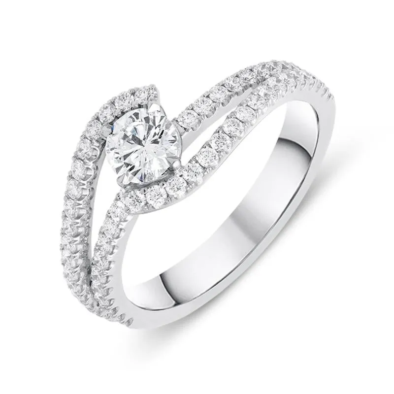 18ct White Gold 0.92ct Brilliant Cut Diamond Ring D sold by C.W. Sellors