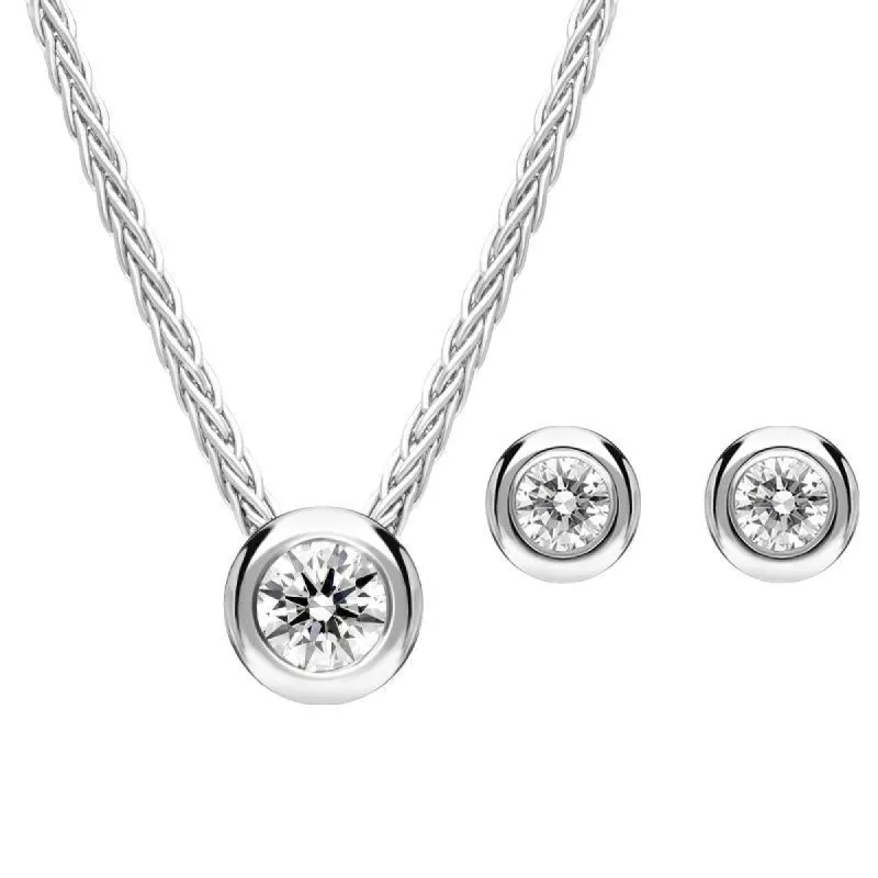 18ct White Gold Diamond Two Piece Gift Set sold by C.W. Sellors