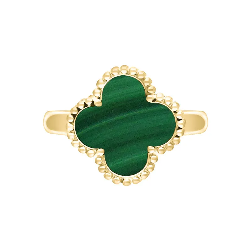 18ct Yellow Gold Malachite Bloom Four Leaf Clover Ball Edge Ring sold by C.W. Sellors product image thumbnail 3