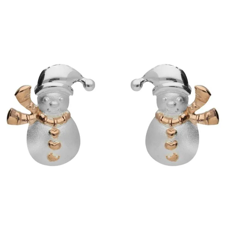 Rose Gold Plated Sterling Silver Snowman Stud Earrings sold by C.W. Sellors