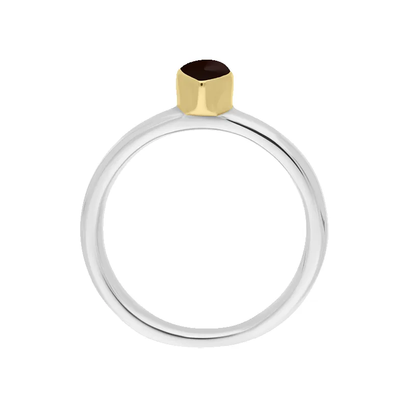 9ct Yellow Gold Sterling Silver Whitby Jet Stepping Stones 5x7mm Pear Cut Bezel Set Ring sold by C.W. Sellors product image thumbnail 3