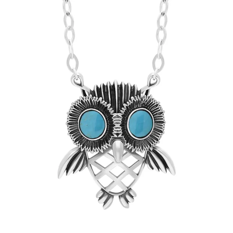 Sterling Silver Turquoise Owl Necklace sold by C.W. Sellors