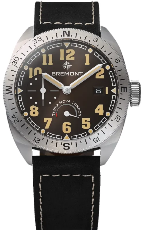 Bremont Terra Nova 40.5 Turning Bezel Black Leather Watch sold by C.W. Sellors