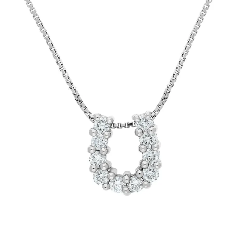 18ct White Gold Diamond Horseshoe Pendant Necklace D sold by C.W. Sellors
