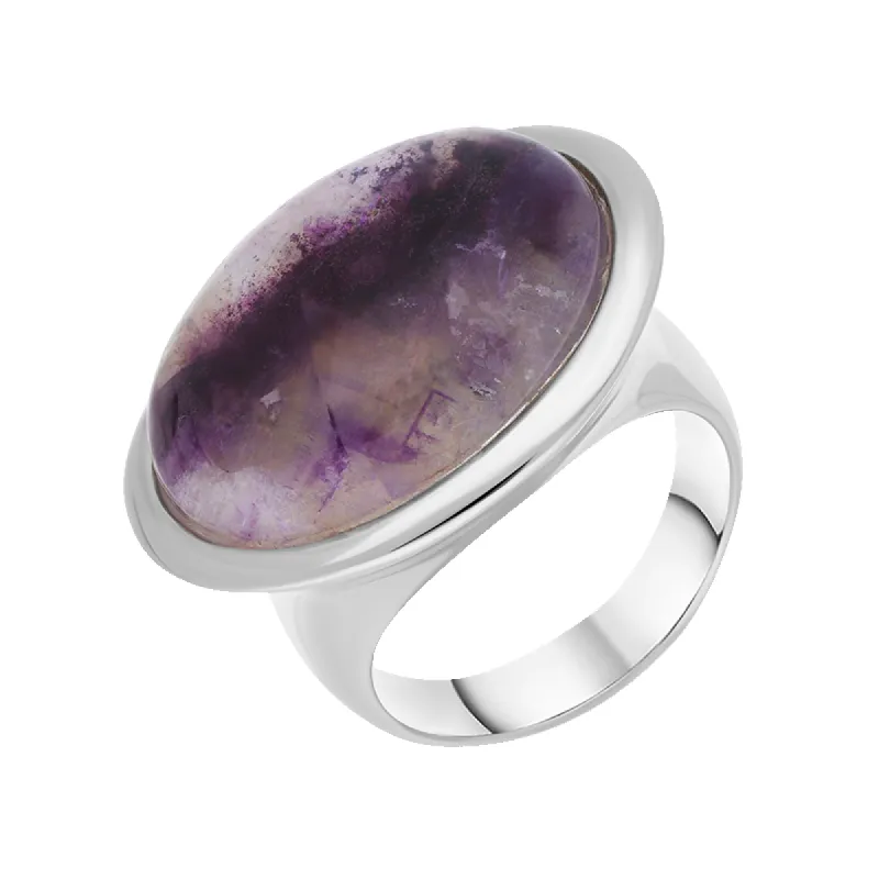 Sterling Silver Blue John Wide Oval Flow Ring D sold by C.W. Sellors