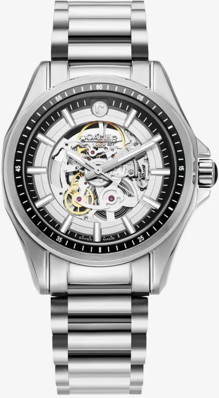 Roamer Rockshell Mark III Skeleton Black Watch sold by C.W. Sellors