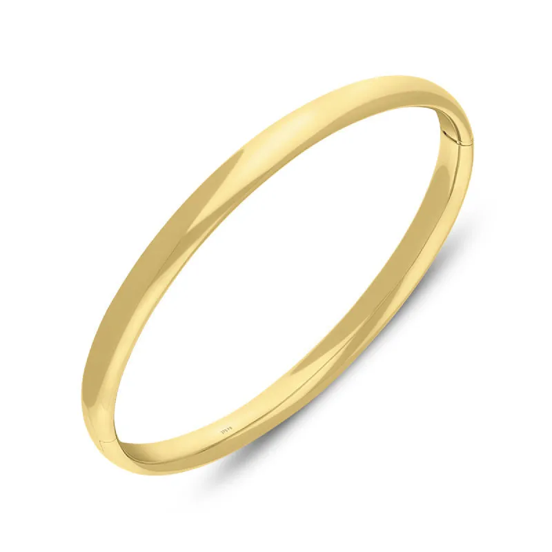 9ct Yellow Gold 4mm Domed Hinged Bangle sold by C.W. Sellors