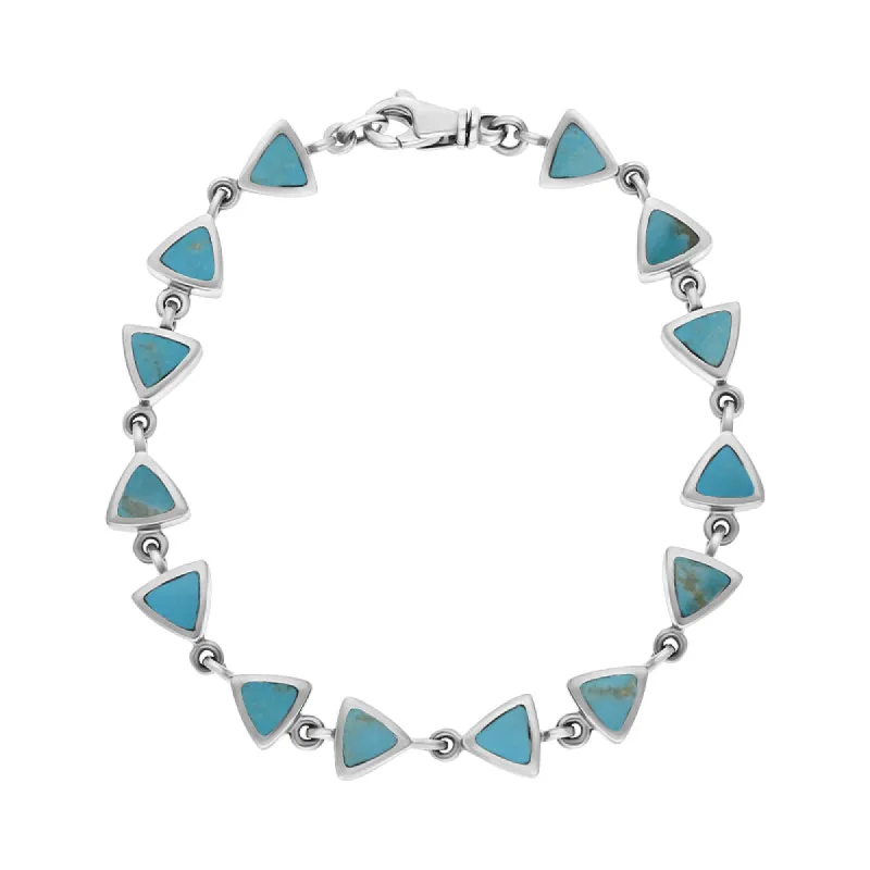 Sterling Silver Turquoise Curved Triangle Bracelet sold by C.W. Sellors