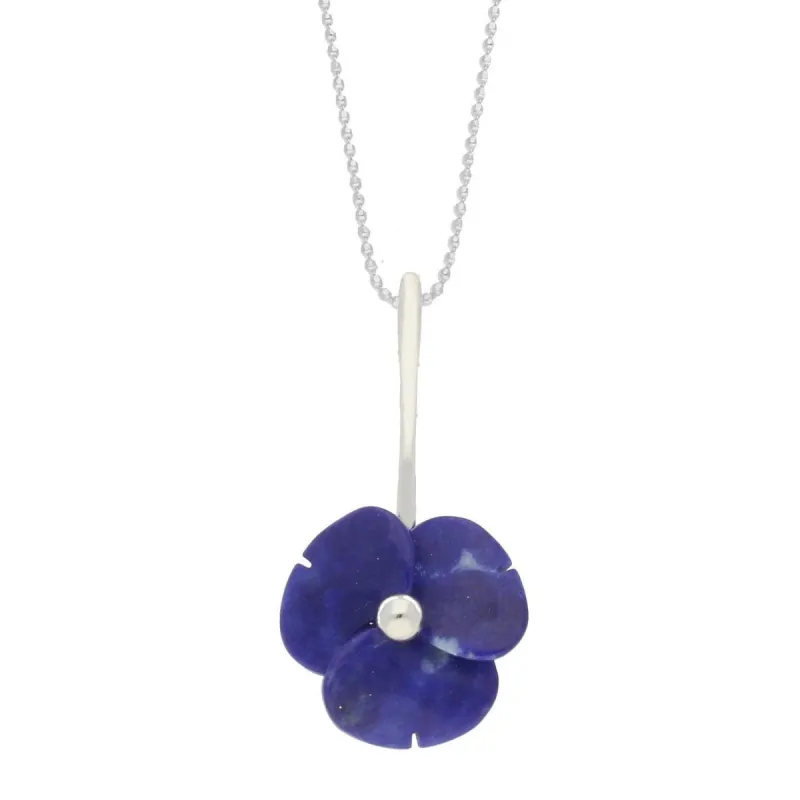 Sterling Silver Lapis Lazuli Tuberose 15mm Clover Necklace sold by C.W. Sellors