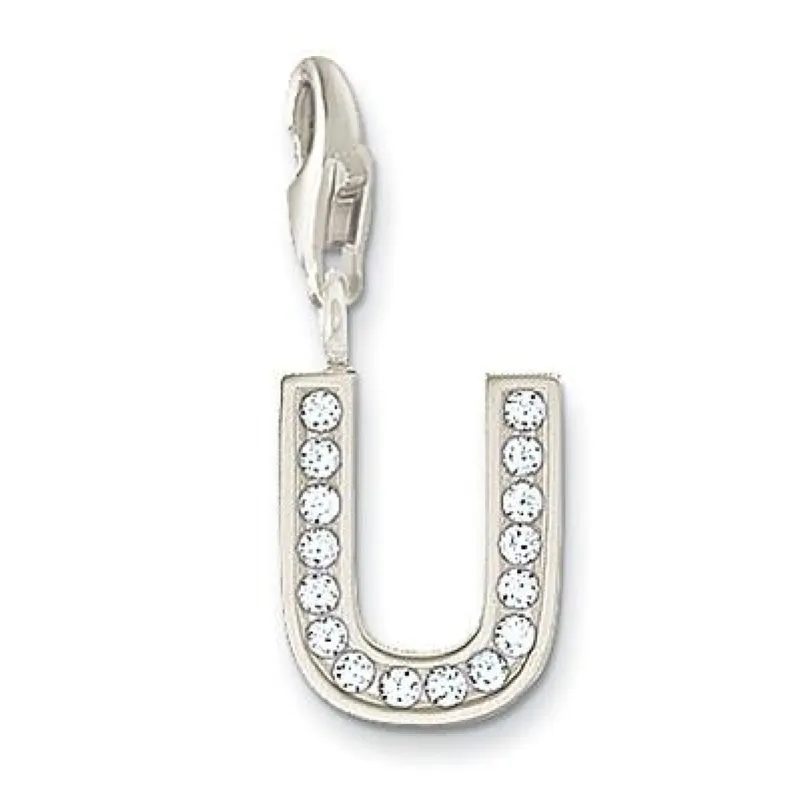 Thomas Sabo Charm Club Sterling Silver White Zirconia Letter U Charm D sold by C.W. Sellors