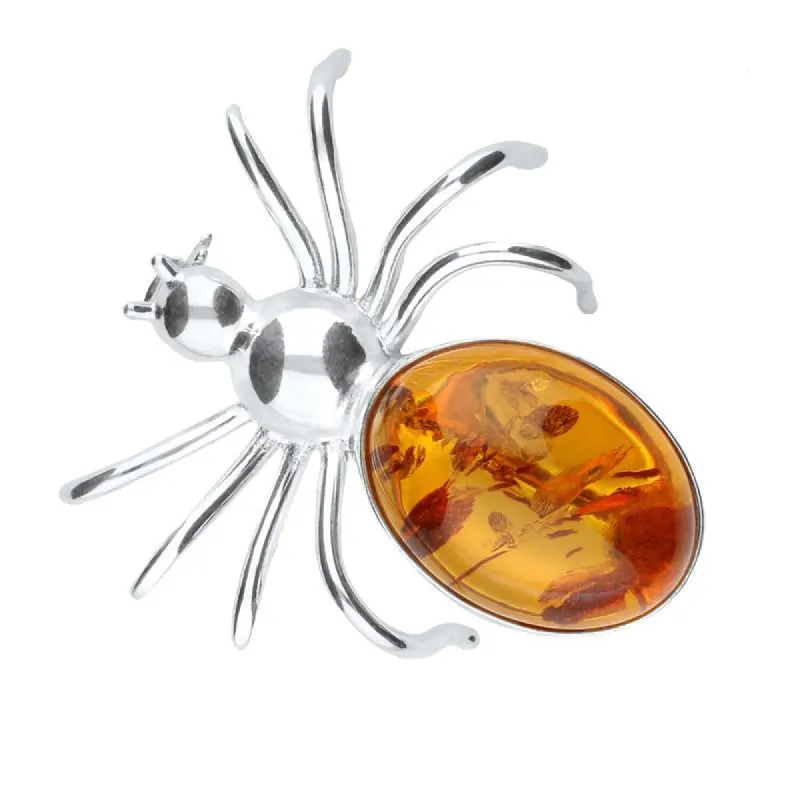Sterling Silver Amber Spider Brooch sold by C.W. Sellors