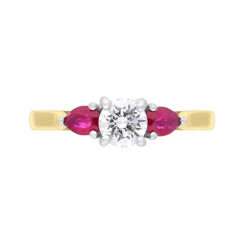 18ct Yellow Gold Ruby Diamond Three Stone Ring sold by C.W. Sellors product image thumbnail 3