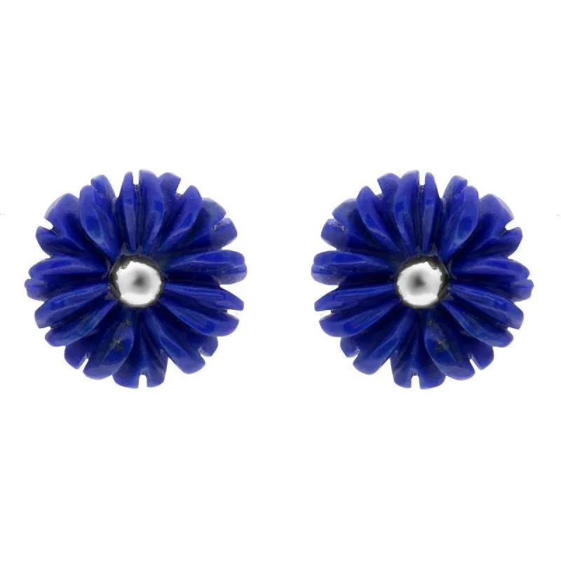 Sterling Silver Lapis Lazuli Tuberose 8mm Daisy Stud Earrings sold by C.W. Sellors