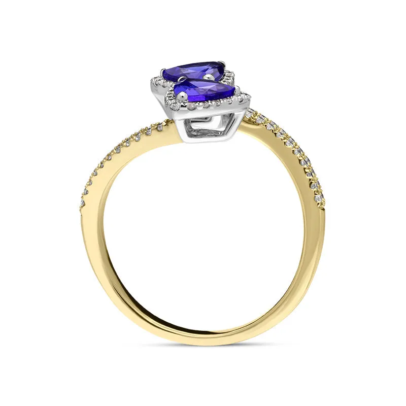 18ct Yellow Gold Tanzanite Diamond Trillion Cut Crossover Ring D sold by C.W. Sellors product image thumbnail 3