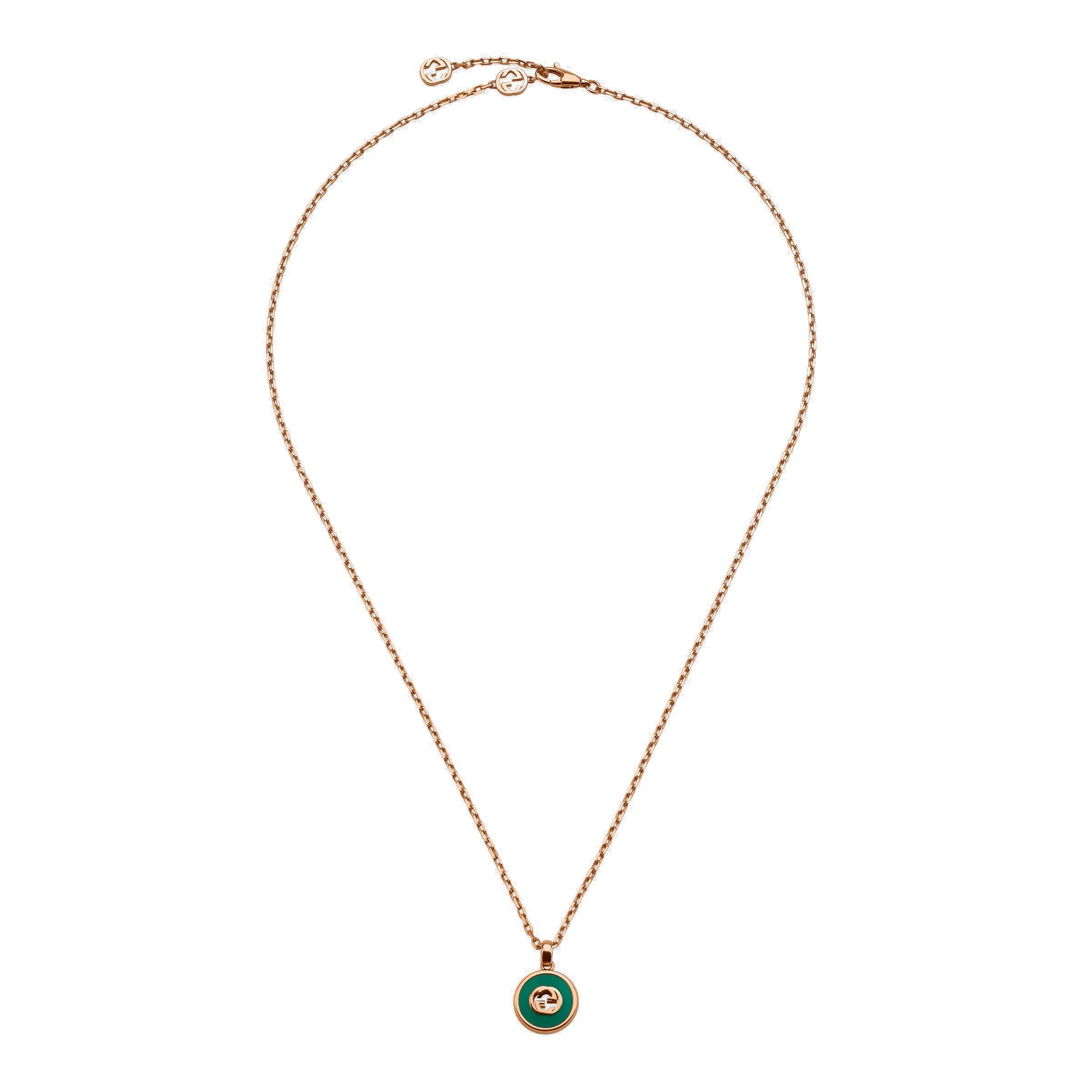 Gucci Interlocking 18ct Rose Gold Green Agate Necklace D sold by C.W. Sellors product image thumbnail 2