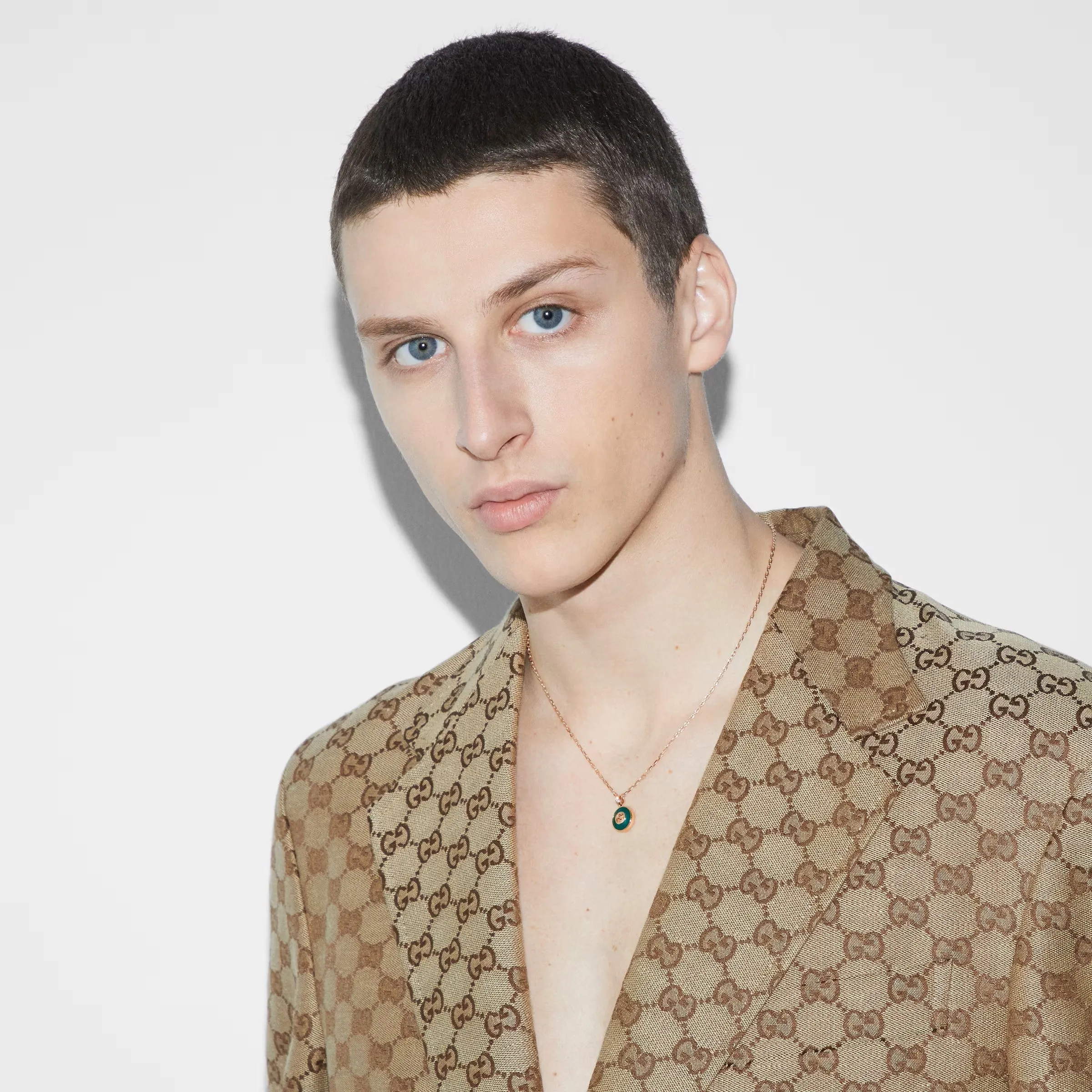 Gucci Interlocking 18ct Rose Gold Green Agate Necklace D sold by C.W. Sellors product image thumbnail 3