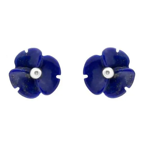 Sterling Silver Lapis Lazuli Tuberose 8mm Clover Stud Earrings sold by C.W. Sellors