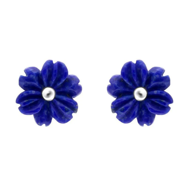 Sterling Silver Lapis Lazuli Tuberose 8mm Dahlia Stud Earrings sold by C.W. Sellors
