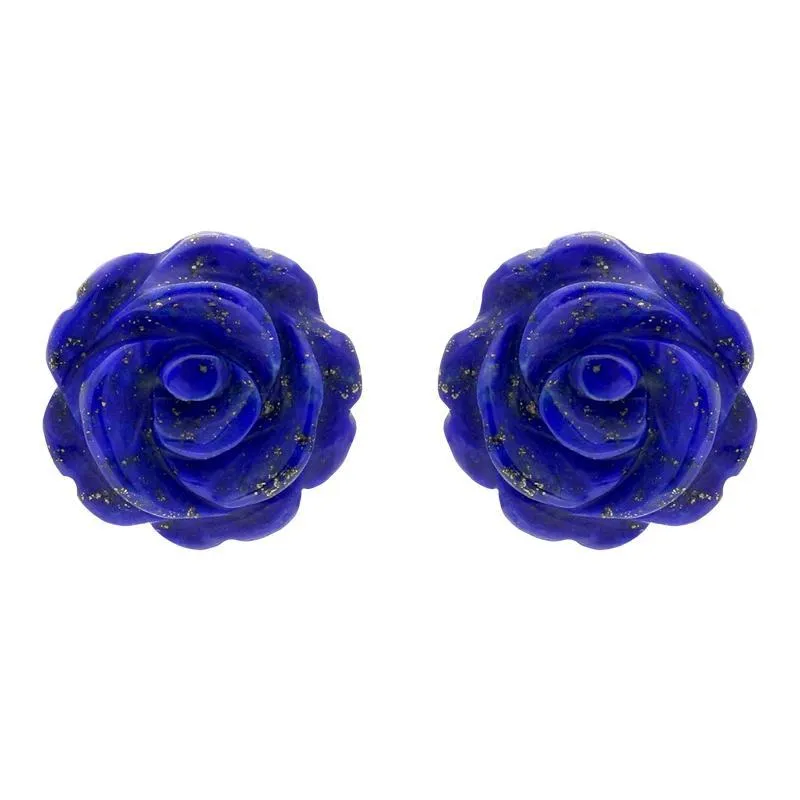 Sterling Silver Lapis Lazuli Tuberose 10mm Rose Stud Earrings sold by C.W. Sellors