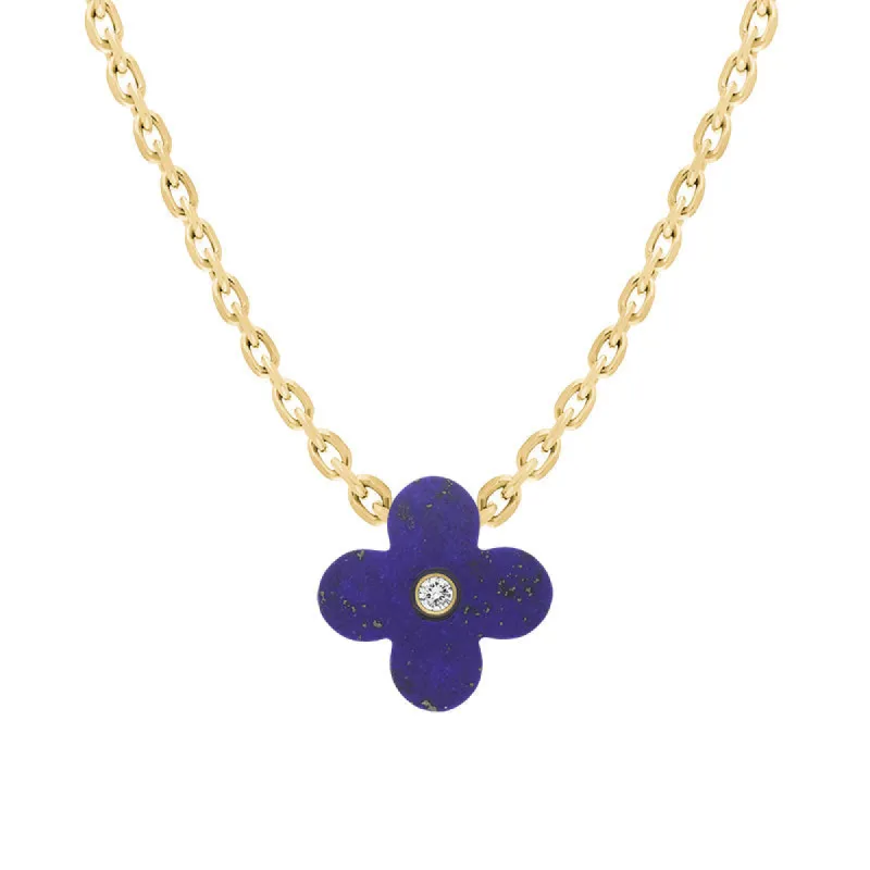 18ct Yellow Gold Lapis Lazuli Diamond Clover Charm D sold by C.W. Sellors