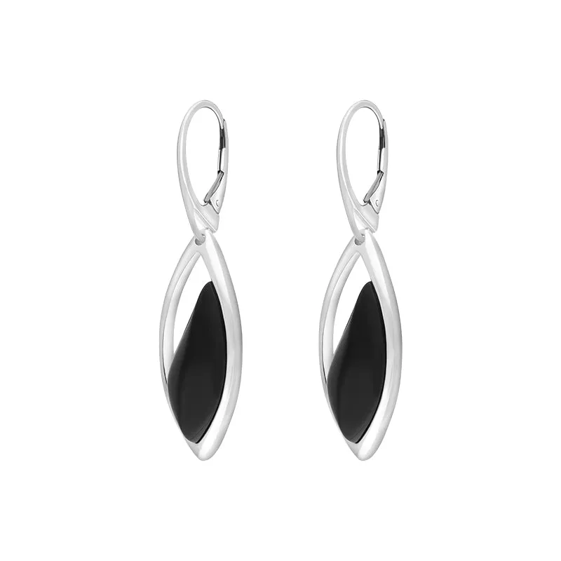 Sterling Silver Whitby Jet Wavy Marquise Open Drop Earrings sold by C.W. Sellors product image thumbnail 2