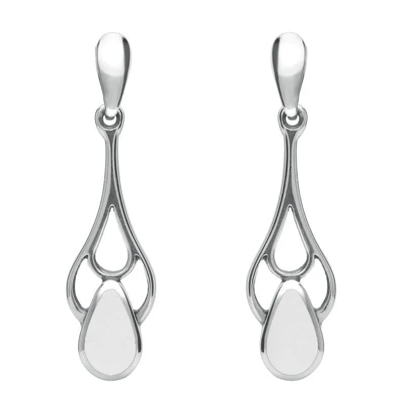 Sterling Silver  Bauxite Pear Spoon Drop Earrings sold by C.W. Sellors
