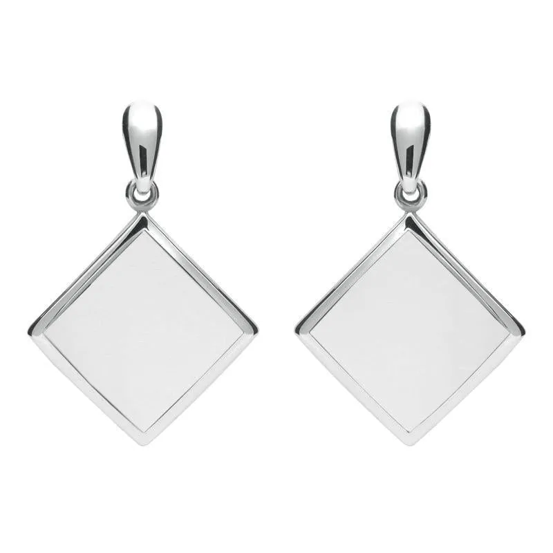 Sterling Silver Bauxite Modern Flat Square Drop Earrings sold by C.W. Sellors