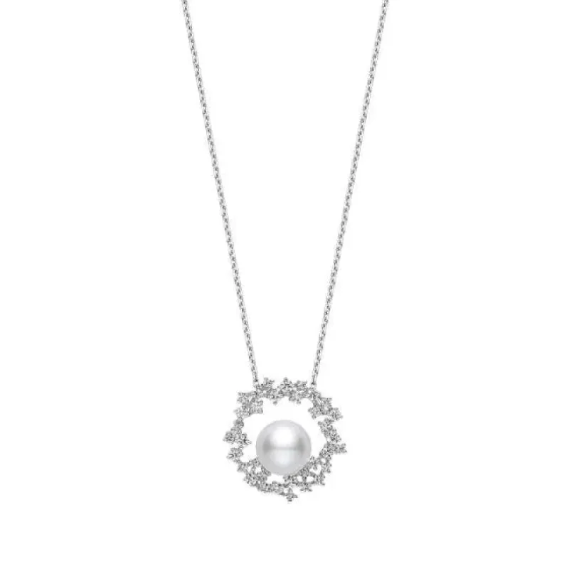 Mikimoto Classic Elegance 18ct White Gold Akoya Pearl Diamond Necklace sold by C.W. Sellors