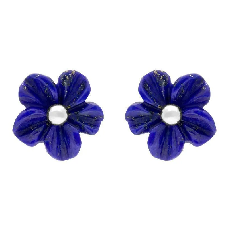 Sterling Silver Lapis Lazuli Tuberose 8mm Desert Rose Stud Earrings sold by C.W. Sellors
