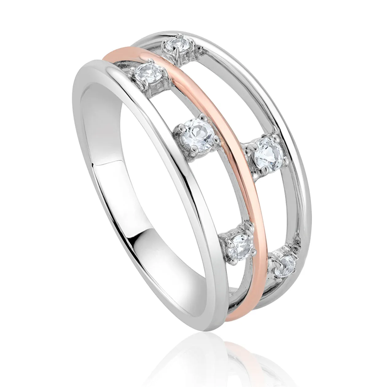 Clogau Awyr Y Nos Sterling Silver White Topaz Ring sold by C.W. Sellors