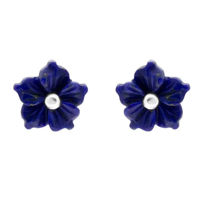 Sterling Silver Lapis Lazuli Tuberose 8mm Carnation Stud Earrings sold by C.W. Sellors